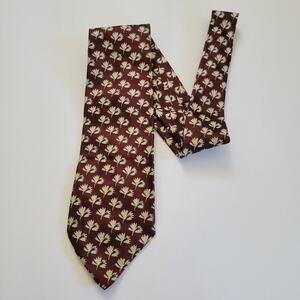 Hickey-Freeman Neck Tie Mens One Size Red Silk Floral Pattern Made USA